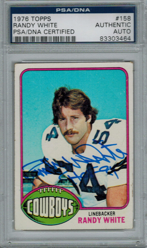 Randy White Signed Cowboys 1976 Topps Rookie Card #158 PSA/DNA w/HOF'94 - WHICAR300 - Randy White Signed Cowboys 1976 Topps Rookie Card #158 PSA/DNA w/HOF'94 product image
