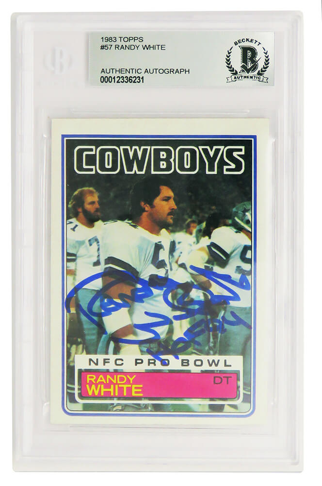 Randy White Signed Cowboys 1983 Topps Football Trading Card #57 w/HOF'94 (Beckett Encapsulated) - WHICAR302 - Randy White Signed Cowboys 1983 Topps Football Trading Card #57 w/HOF'94 (Beckett Encapsulated) product image