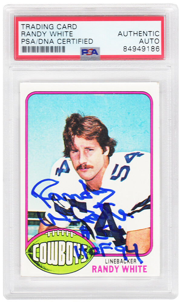 Randy White Signed Dallas Cowboys 1976 Topps Rookie Card #158 w/HOF'94 (PSA Encapsulated) - WHICAR305 - Randy White Signed Dallas Cowboys 1976 Topps Rookie Card #158 w/HOF'94 (PSA Encapsulated) product image