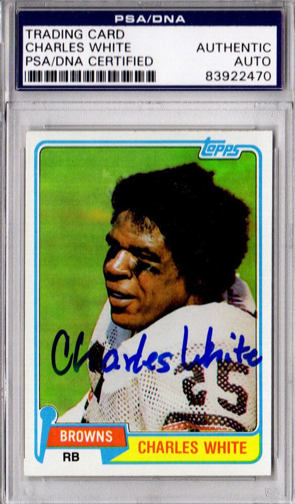Charles White Signed Cleveland Browns 1981 Topps Rookie Card #69  - PSA/DNA - WHICAR321 - Charles White Signed Cleveland Browns 1981 Topps Rookie Card #69 - PSA/DNA product image