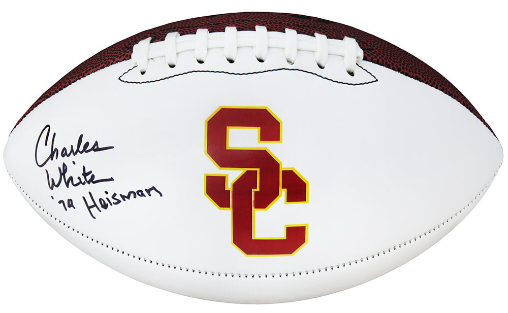 Charles White Signed USC Trojan White Logo Football w/79 Heisman - WHIFTB324 - Charles White Signed USC Trojan White Logo Football w/79 Heisman product image
