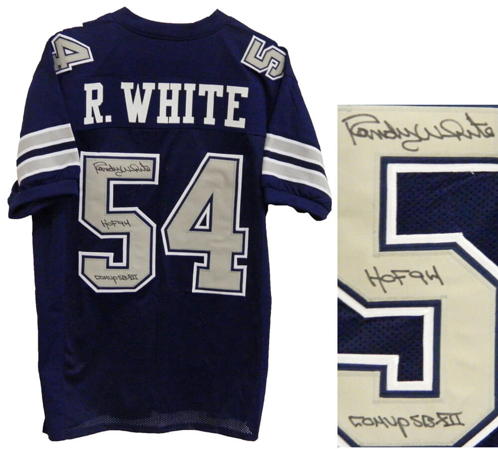Randy White Signed Navy Custom Football Jersey w/HOF 94, Co-MVP SB XII - WHIJRY300 - Randy White Signed Navy Custom Football Jersey w/HOF 94, Co-MVP SB XII product image