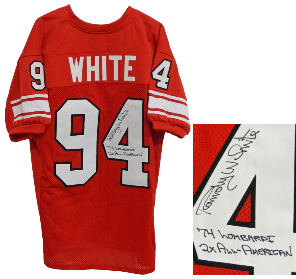 Randy White Signed Red Throwback Custom Football Jersey w/2x All-American, 74 Lombardi Award - WHIJRY301 - Randy White Signed Red Throwback Custom Football Jersey w/2x All-American, 74 Lombardi Award product image