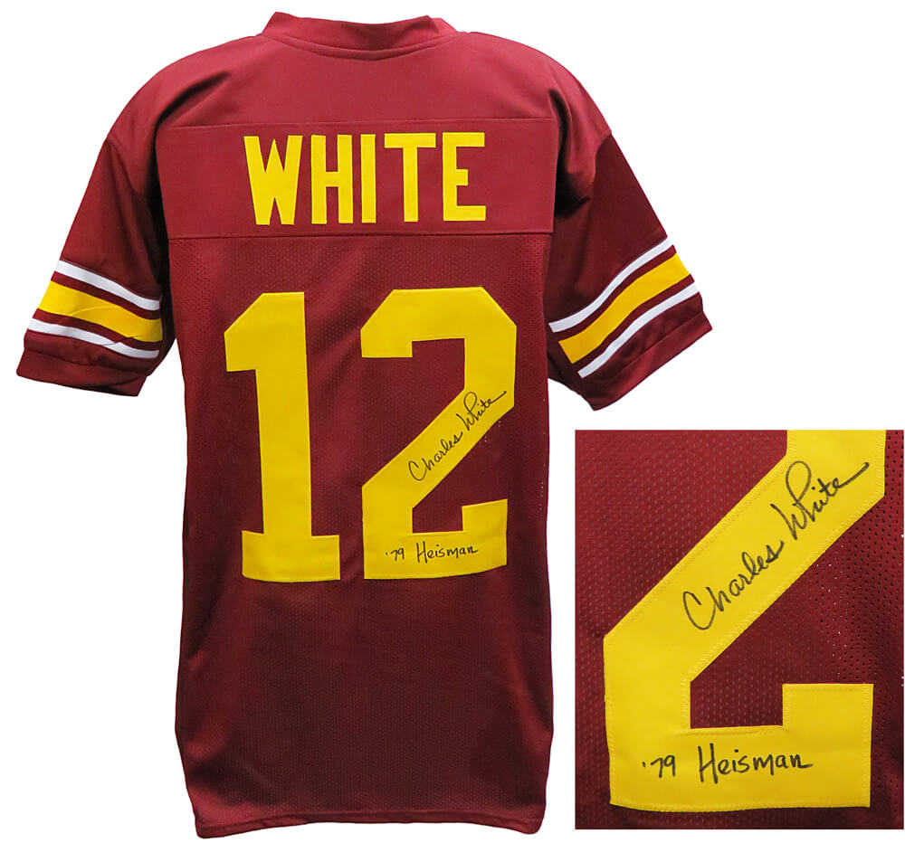 Charles White Signed Red Custom Football Jersey w/79 Heisman - WHIJRY310 - Charles White Signed Red Custom Football Jersey w/79 Heisman product image