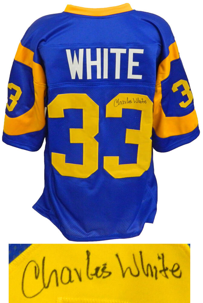 Charles White Signed Blue & Yellow Throwback Custom Football Jersey - WHIJRY311 - Charles White Signed Blue & Yellow Throwback Custom Football Jersey product image
