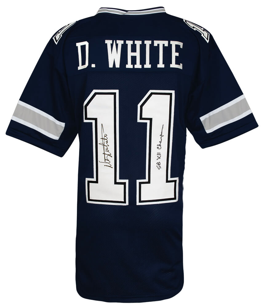 Danny White Signed Navy Custom Football Jersey w/SB XII Champs - WHIJRY342 - Danny White Signed Navy Custom Football Jersey w/SB XII Champs product image