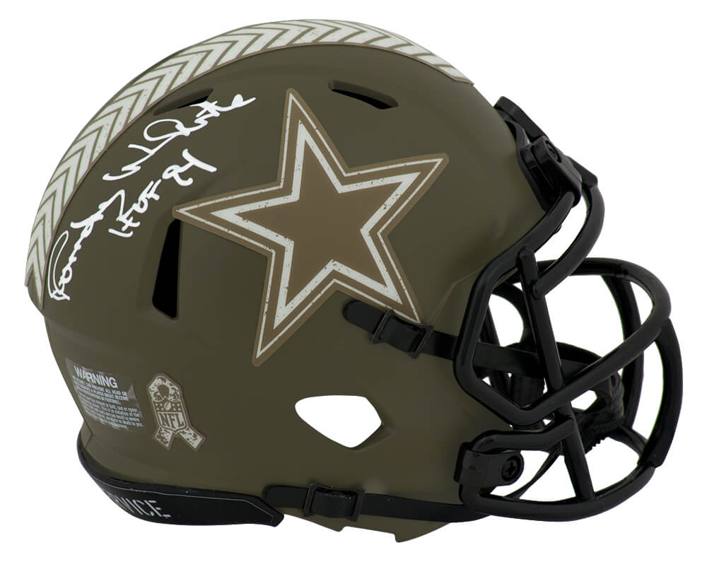 Randy White Signed Dallas Cowboys Salute to Service Riddell Speed Mini Helmet w/HOF'94 - WHIMIN316 - Randy White Signed Dallas Cowboys Salute to Service Riddell Speed Mini Helmet w/HOF'94 product image