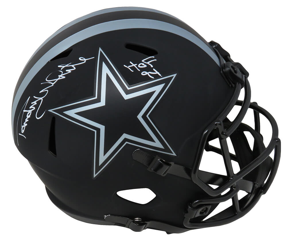 Randy White Signed Dallas Cowboys Eclipse Black Matte Riddell Full-Size Speed Replica Helmet w/HOF'94 - WHIREP312 - Randy White Signed Dallas Cowboys Eclipse Black Matte Riddell Full-Size Speed Replica Helmet w/HOF'94 product image