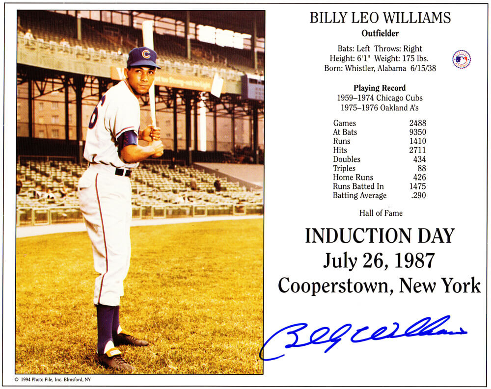 Billy Williams Signed Chicago Cubs Hall of Fame Induction Day 8x10 Photo - WIL08P107 - Billy Williams Signed Chicago Cubs Hall of Fame Induction Day 8x10 Photo product image