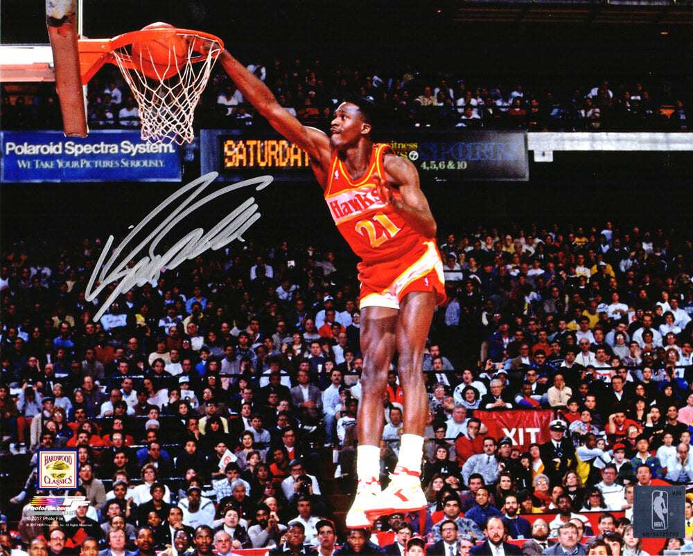 Dominique Wilkins Signed Atlanta Hawks One Hand Slam Dunk 8x10 Photo - WIL08P206 - Dominique Wilkins Signed Atlanta Hawks One Hand Slam Dunk 8x10 Photo product image