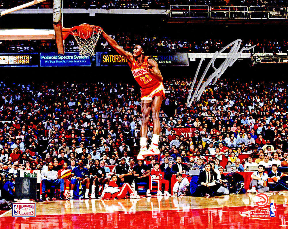 Dominique Wilkins Signed Atlanta Hawks One Hand Slam Dunk Action 8x10 Photo - WIL08P207 - Dominique Wilkins Signed Atlanta Hawks One Hand Slam Dunk Action 8x10 Photo product image