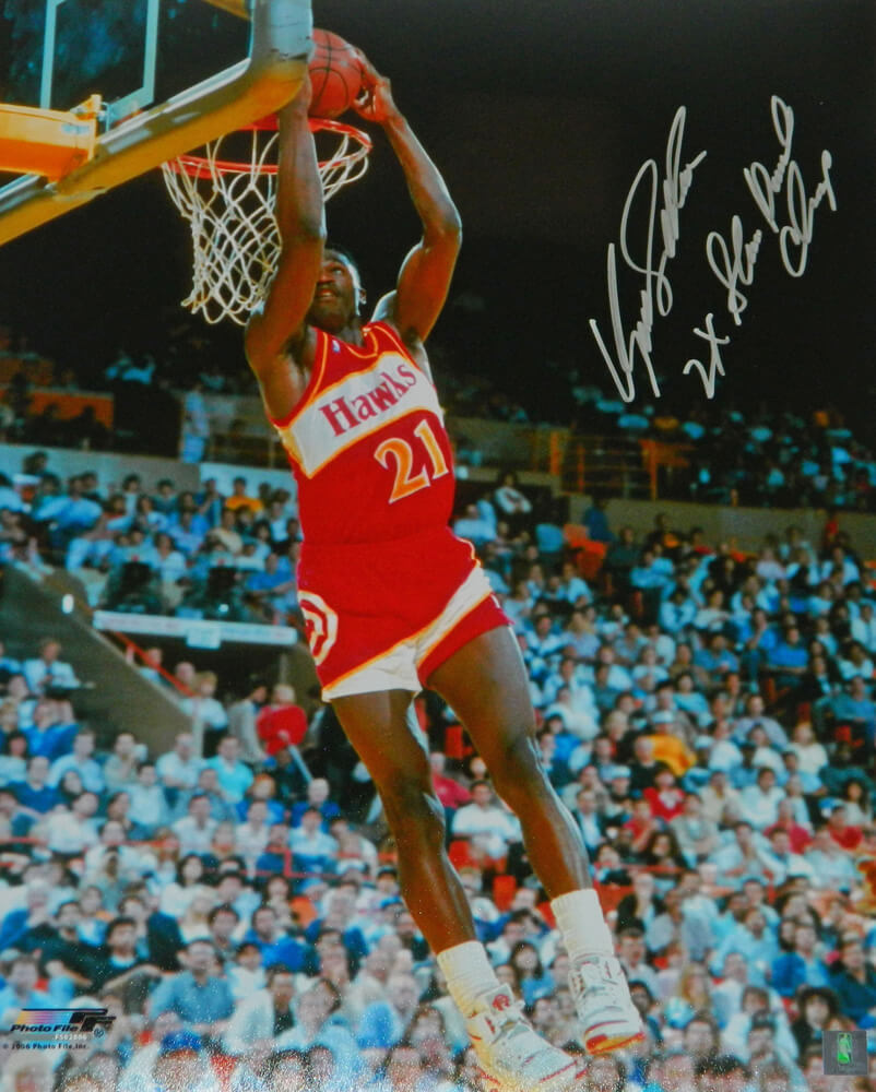Dominique Wilkins Signed Atlanta Hawks Reverse Dunk 16x20 Photo w/2x Slam Dunk Champ - WIL16P209 - Dominique Wilkins Signed Atlanta Hawks Reverse Dunk 16x20 Photo w/2x Slam Dunk Champ product image