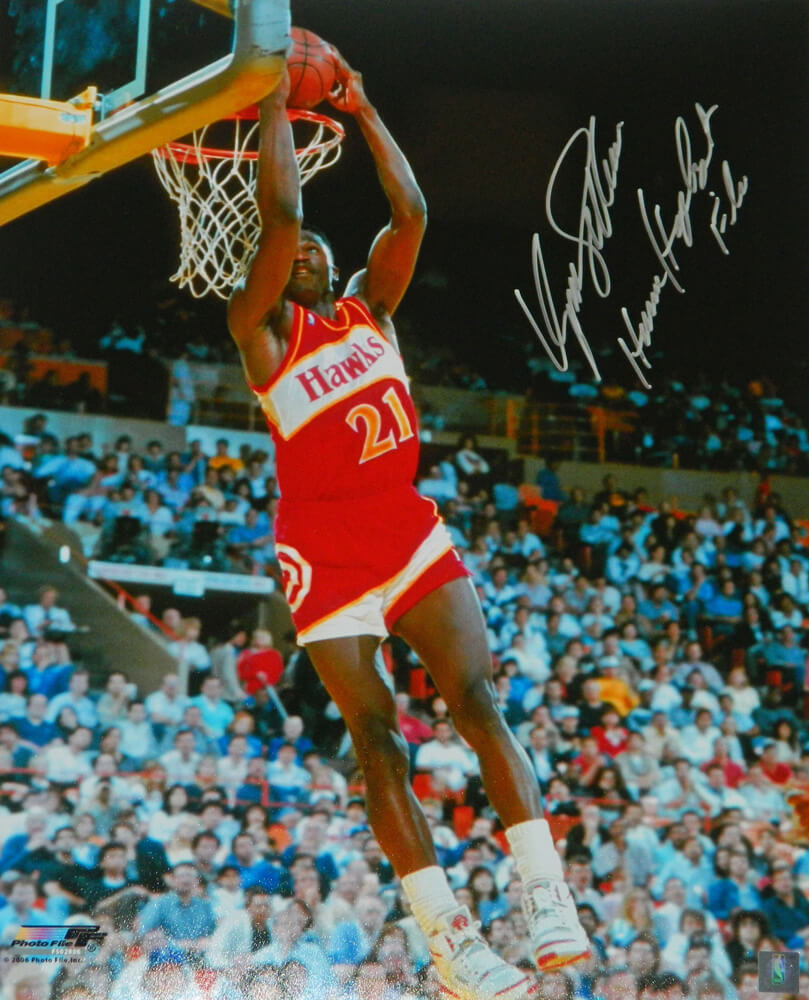 Dominique Wilkins Signed Atlanta Hawks Reverse Dunk 16x20 Photo w/Human Highlight Film - WIL16P210 - Dominique Wilkins Signed Atlanta Hawks Reverse Dunk 16x20 Photo w/Human Highlight Film product image
