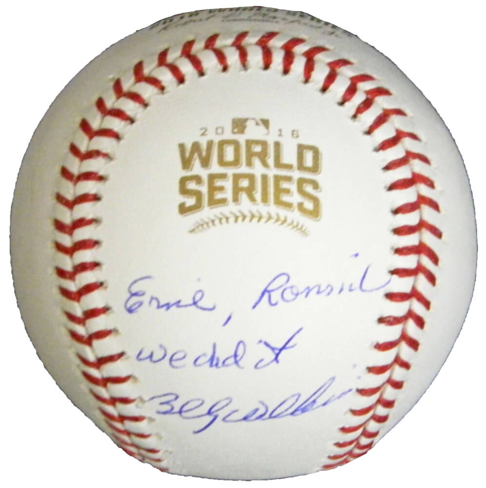 Billy Williams Signed Rawlings Official 2016 World Series Baseball w/Ernie, Ronnie We Did It - WILBSB109 - Billy Williams Signed Rawlings Official 2016 World Series Baseball w/Ernie, Ronnie We Did It product image