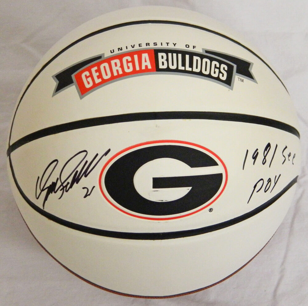 Dominique Wilkins Signed Georgia Bulldogs White Logo Basketball w/1981 SEC POY - WILBSK206 - Dominique Wilkins Signed Georgia Bulldogs White Logo Basketball w/1981 SEC POY product image