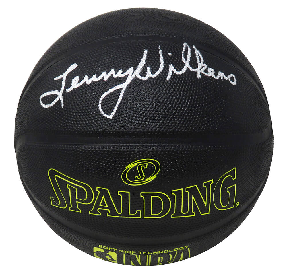 Lenny Wilkens Signed Spalding Phantom Black With Yellow Lettering NBA Basketball - WILBSK233 - Lenny Wilkens Signed Spalding Phantom Black With Yellow Lettering NBA Basketball product image