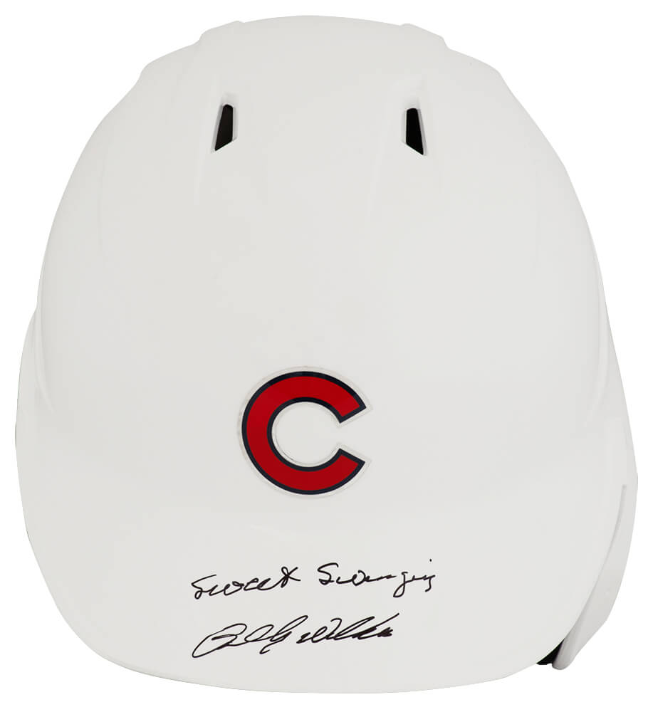 Billy Williams Signed Chicago Cubs White Chrome Rawlings Full Size Batting Helmet w/Sweet Swinging - WILBTH102 - Billy Williams Signed Chicago Cubs White Chrome Rawlings Full Size Batting Helmet w/Sweet Swinging product image
