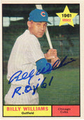 Billy Williams Signed Chicago Cubs 1961 Topps Baseball Rookie Card #141 w/ROY'61 - WILCAR102 - Billy Williams Signed Chicago Cubs 1961 Topps Baseball Rookie Card #141 w/ROY'61 product image