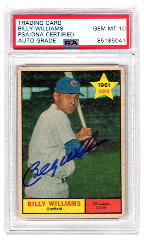 Billy Williams Signed Chicago Cubs 1961 Topps Baseball Rookie Card #141 (PSA Encapsulated / Auto Grade 10) - WILCAR105 - Billy Williams Signed Chicago Cubs 1961 Topps Baseball Rookie Card #141 (PSA Encapsulated / Auto Grade 10) product image
