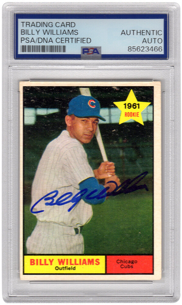 Billy Williams Signed Cubs 1961 Topps Rookie Baseball Card #141 - (PSA Encapsulated) - WILCAR107 - Billy Williams Signed Cubs 1961 Topps Rookie Baseball Card #141 - (PSA Encapsulated) product image