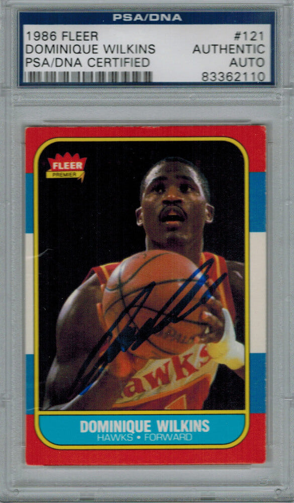 Dominique Wilkins Signed Atlanta Hawks 1986 Fleer Rookie Card #121 PSA/DNA - WILCAR200 - Dominique Wilkins Signed Atlanta Hawks 1986 Fleer Rookie Card #121 PSA/DNA product image