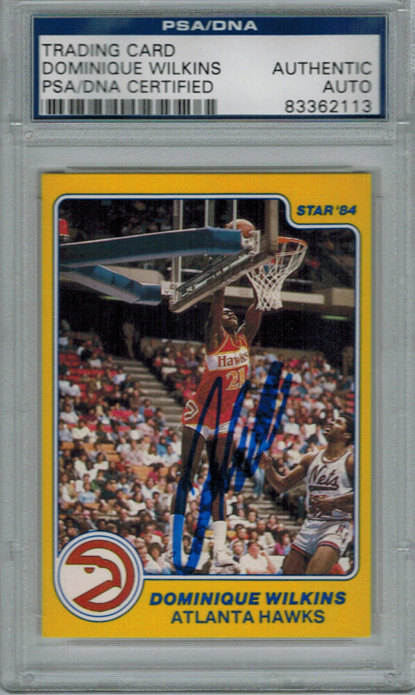 Dominique Wilkins Signed Atlanta Hawks 1984 Star Rookie Card #8 PSA/DNA - WILCAR203 - Dominique Wilkins Signed Atlanta Hawks 1984 Star Rookie Card #8 PSA/DNA product image