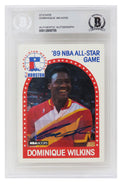 Dominique Wilkins Signed Atlanta Hawks 1989 Hoops Basketball Card #234 - (Beckett / Auto Sticker) - WILCAR205 - Dominique Wilkins Signed Atlanta Hawks 1989 Hoops Basketball Card #234 - (Beckett / Auto Sticker) product image