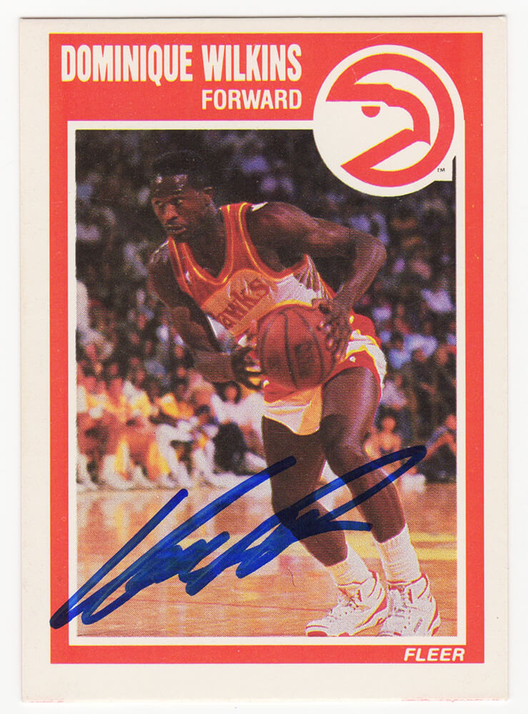 Dominique Wilkins Signed Atlanta Hawks 1989-90 Fleer Basketball Trading Card #7 - WILCAR206 - Dominique Wilkins Signed Atlanta Hawks 1989-90 Fleer Basketball Trading Card #7 product image