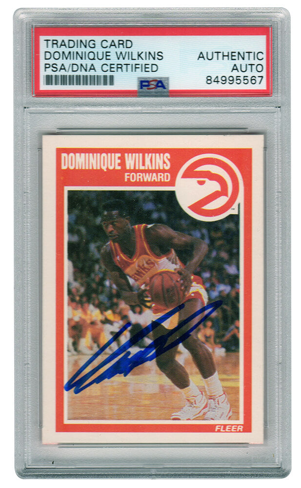 Dominique Wilkins Signed Atlanta Hawks 1989-90 Fleer Basketball Trading Card #7 - (PSA Encapsulated) - WILCAR208 - Dominique Wilkins Signed Atlanta Hawks 1989-90 Fleer Basketball Trading Card #7 - (PSA Encapsulated) product image