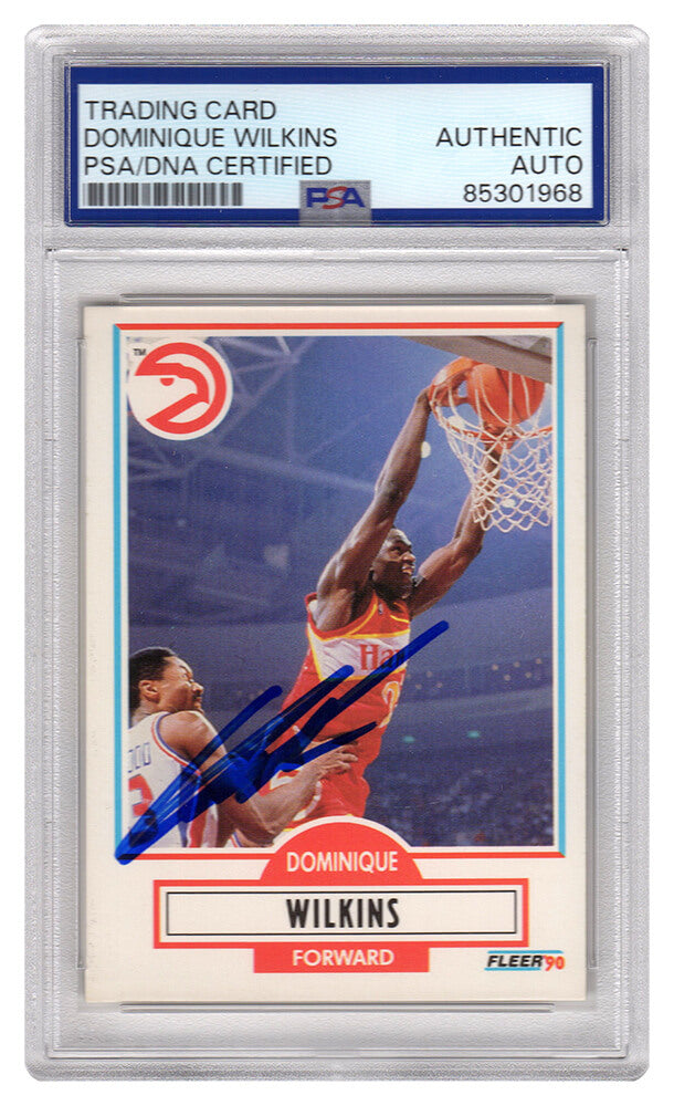 Dominique Wilkins Signed Hawks 1990-91 Fleer Basketball Card #6 - (PSA Encapsulated) - WILCAR210 - Dominique Wilkins Signed Hawks 1990-91 Fleer Basketball Card #6 - (PSA Encapsulated) product image