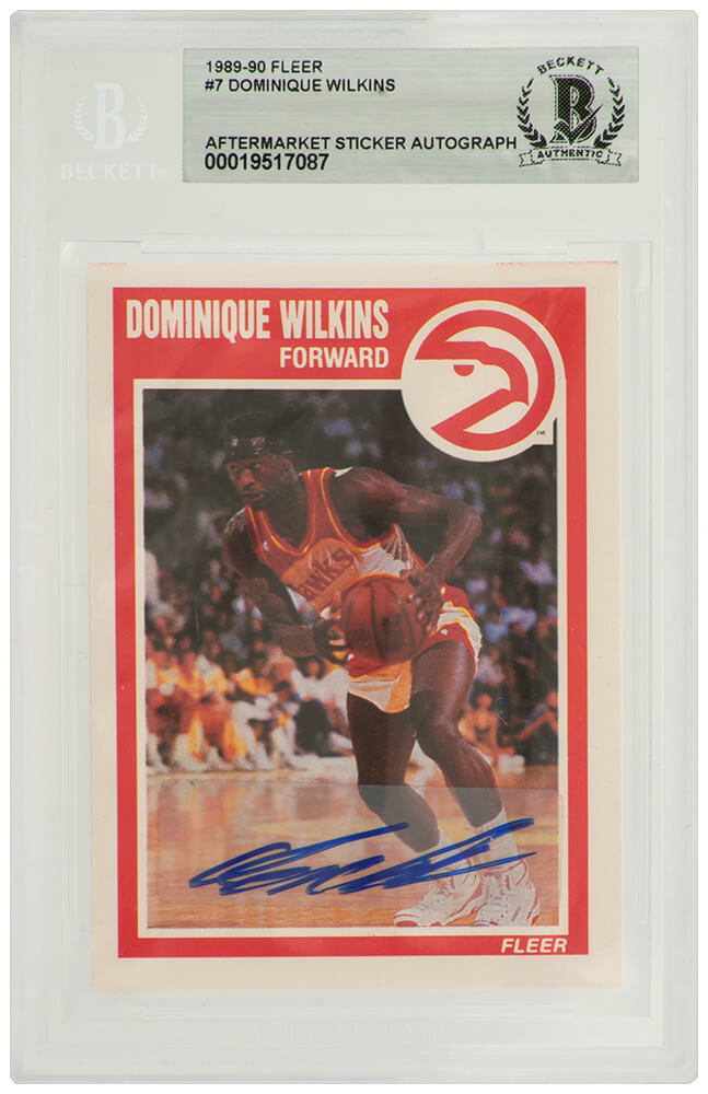 Dominique Wilkins Signed Atlanta Hawks 1989-90 Fleer Basketball Card #7 - (Beckett / Auto Sticker) - WILCAR211 - Dominique Wilkins Signed Atlanta Hawks 1989-90 Fleer Basketball Card #7 - (Beckett / Auto Sticker) product image