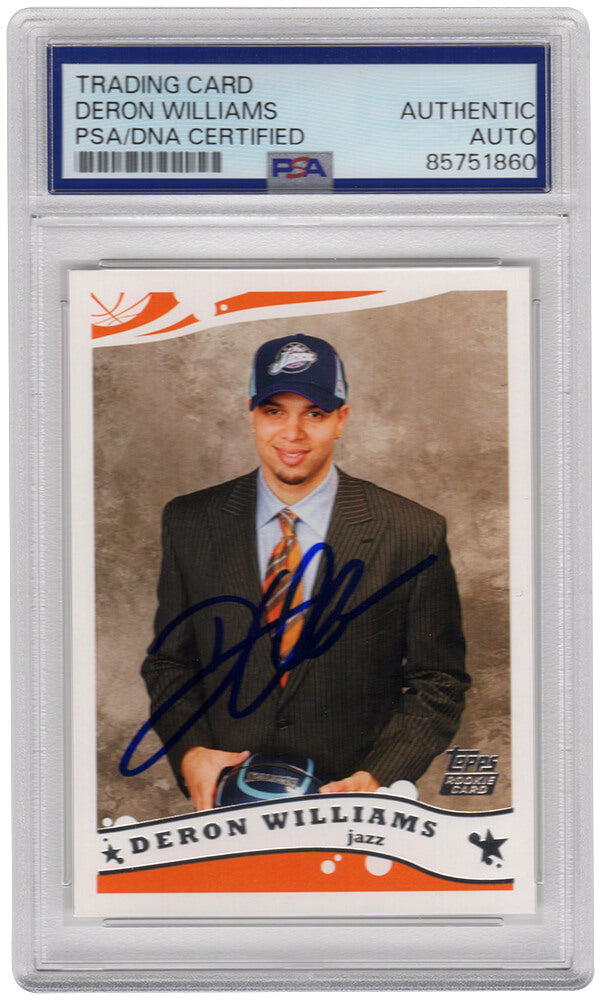 Deron Williams Signed Utah Jazz 2005 Topps Rookie Basketball Trading Card #223 - (PSA Encapsulated) - WILCAR221 - Deron Williams Signed Utah Jazz 2005 Topps Rookie Basketball Trading Card #223 - (PSA Encapsulated) product image