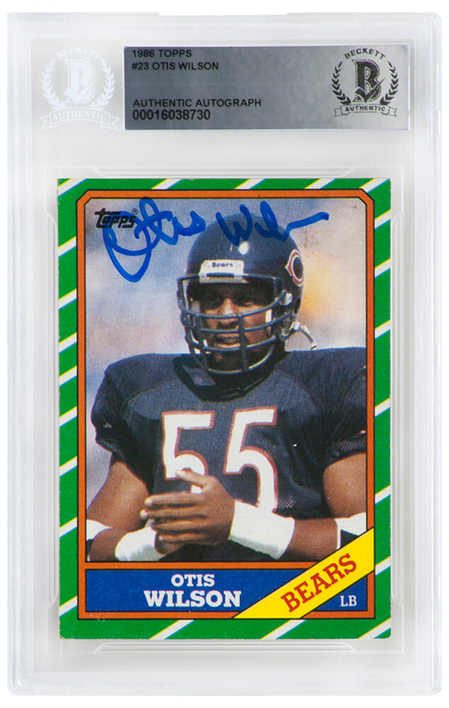Otis Wilson Signed Chicago Bears 1986 Topps Football Card #23 - (Beckett Encapsulated) - WILCAR311 - Otis Wilson Signed Chicago Bears 1986 Topps Football Card #23 - (Beckett Encapsulated) product image