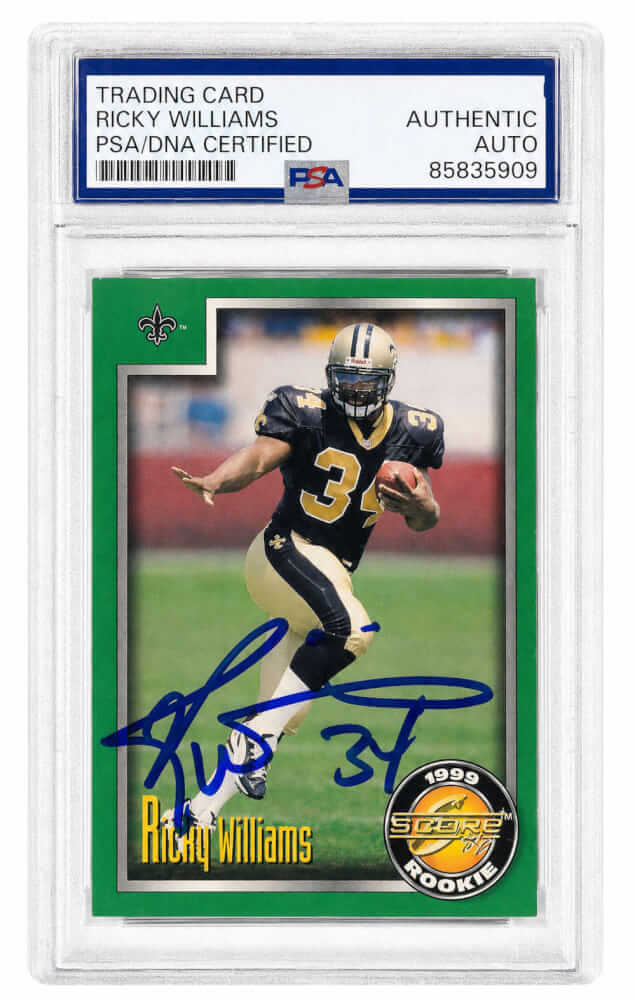 Ricky Williams Signe New Orleans Saints 1999 Score Football Rookie Card #222 - (PSA Encapsulated) - WILCAR320 - Ricky Williams Signe New Orleans Saints 1999 Score Football Rookie Card #222 - (PSA Encapsulated) product image