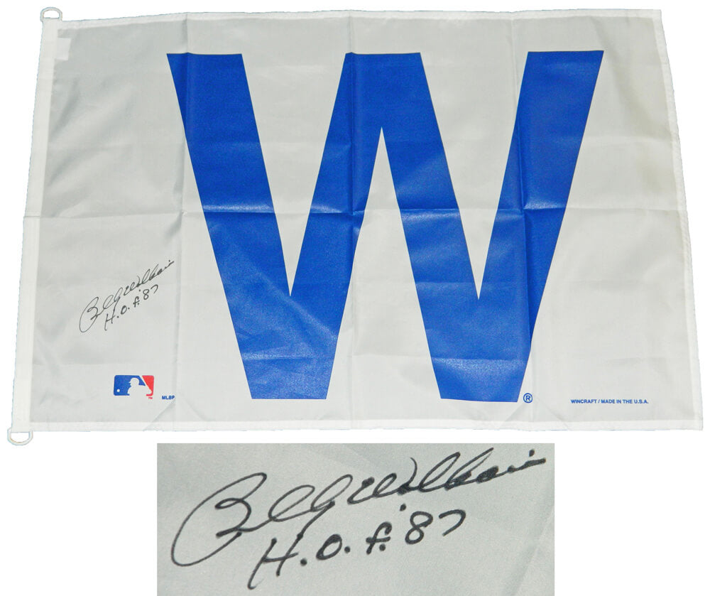Billy Williams Signed Chicago Cubs 27x37 White W Flag w/HOF 87 - WILFLG100 - Billy Williams Signed Chicago Cubs 27x37 White W Flag w/HOF 87 product image