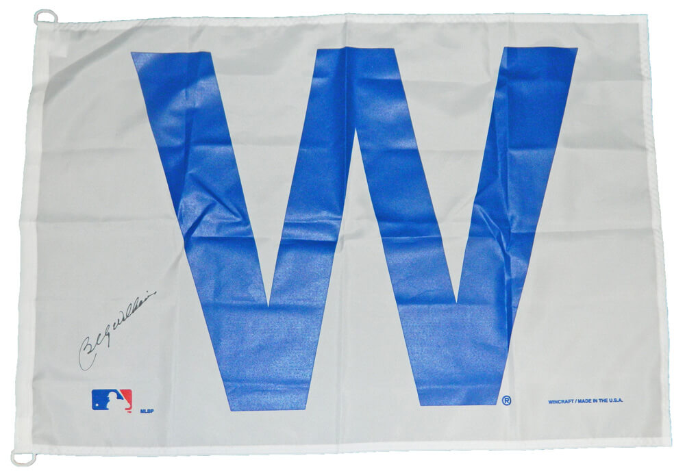 Billy Williams Signed Chicago Cubs 27x37 White W Flag - WILFLG101 - Billy Williams Signed Chicago Cubs 27x37 White W Flag product image