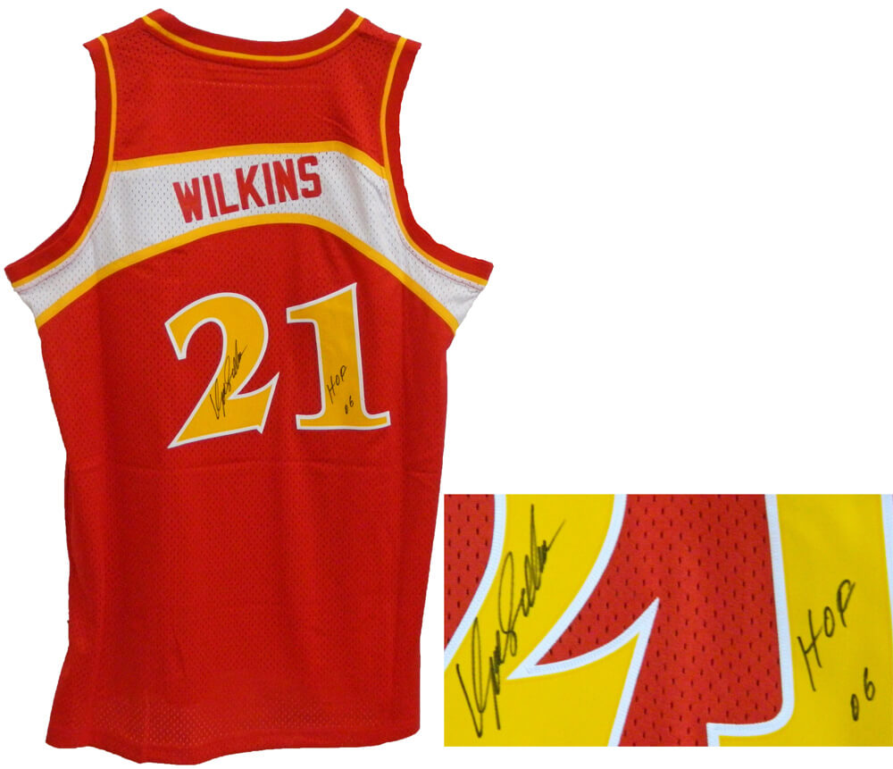 Dominique Wilkins Signed Hawks Adidas Red Premier Jersey w/HOF 06 - WILJRY202 - Dominique Wilkins Signed Hawks Adidas Red Premier Jersey w/HOF 06 product image