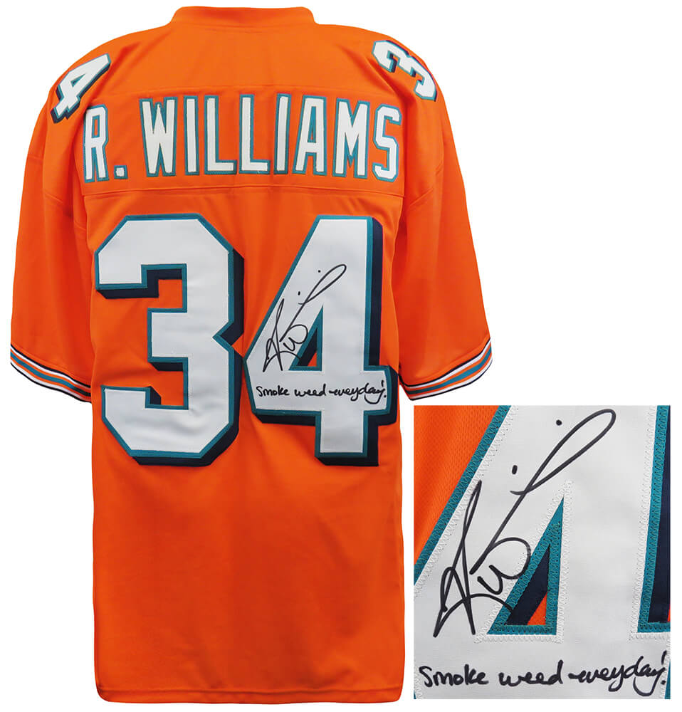 Ricky Williams Signed Orange Custom Football Jersey w/Smoke Weed Everyday - WILJRY328 - Ricky Williams Signed Orange Custom Football Jersey w/Smoke Weed Everyday product image