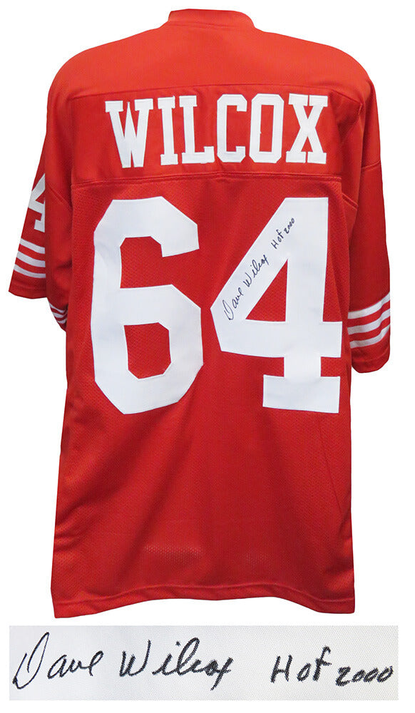 Dave Wilcox Signed Red Custom Football Jersey w/HOF 2000 - WILJRY345 - Dave Wilcox Signed Red Custom Football Jersey w/HOF 2000 product image