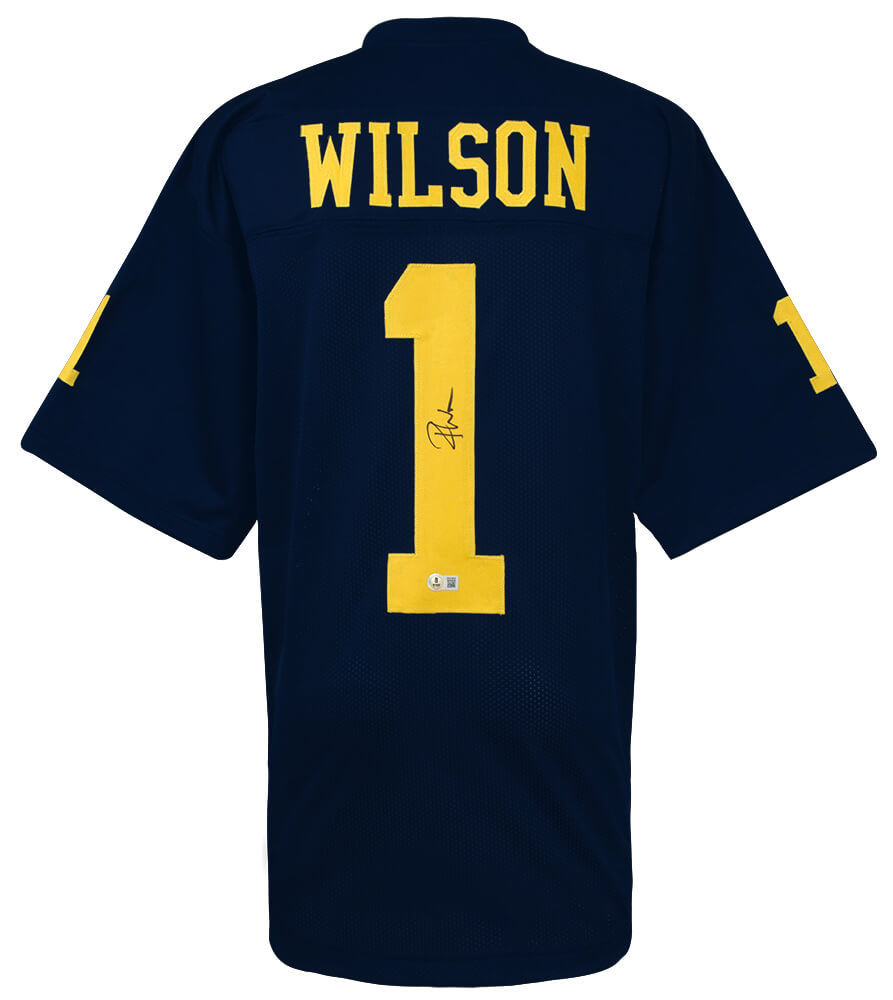 Roman Wilson Signed Navy Custom College Football Jersey (Beckett) - WILJRY347 - Roman Wilson Signed Navy Custom College Football Jersey (Beckett) product image