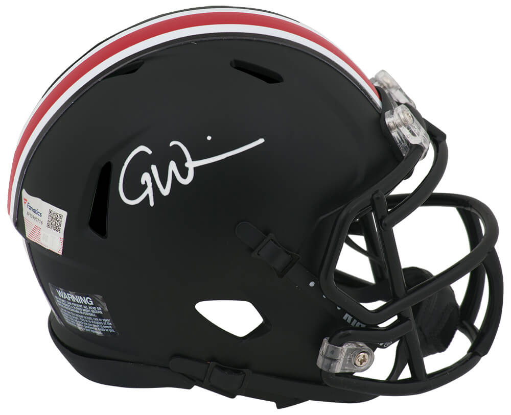 Garrett Wilson Signed Ohio State Buckeyes Black Riddell Speed Mini Helmet - (Fanatics) - WILMIN305 - Garrett Wilson Signed Ohio State Buckeyes Black Riddell Speed Mini Helmet - (Fanatics) product image