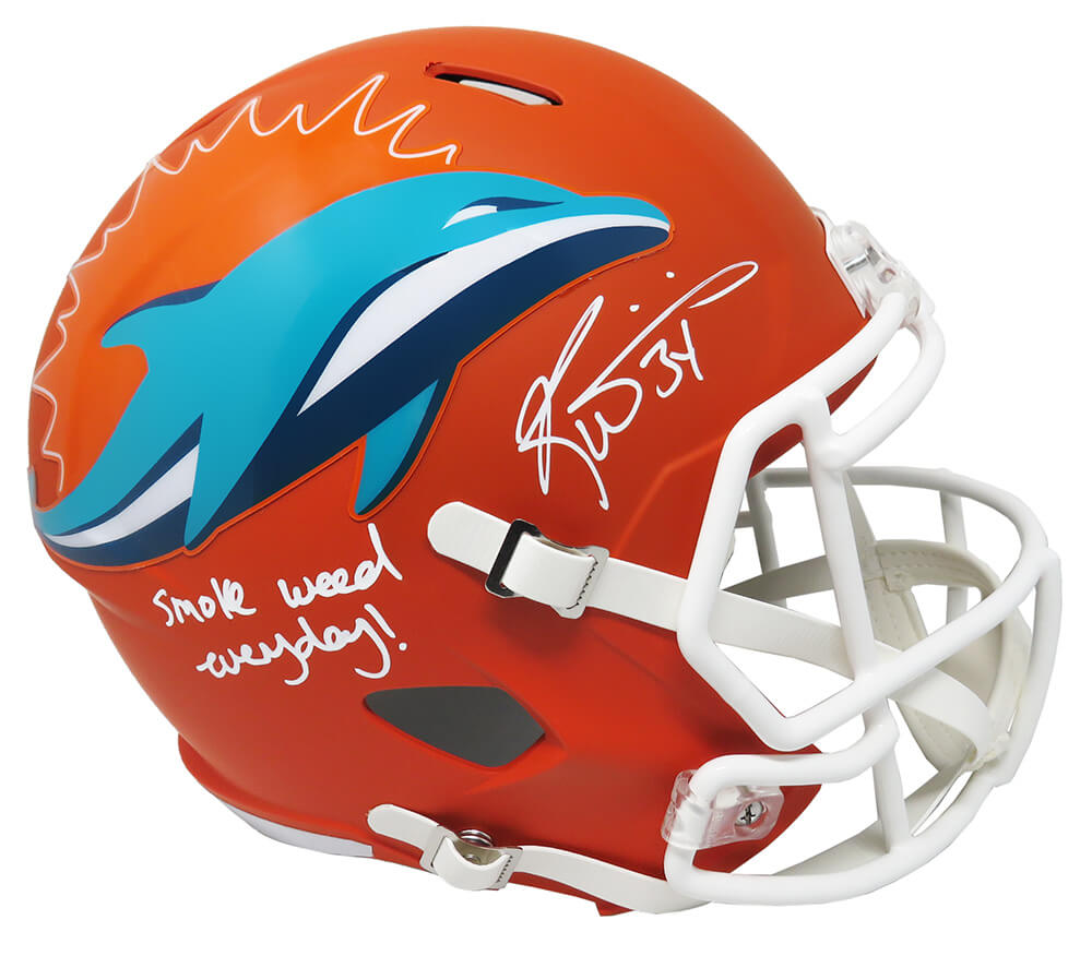 Ricky Williams Signed Miami Dolphins AMP Alternate Riddell Full Size Speed Replica Helmet w/Smoke Weed Everyday - WILREP311 - Ricky Williams Signed Miami Dolphins AMP Alternate Riddell Full Size Speed Replica Helmet w/Smoke Weed Everyday product image