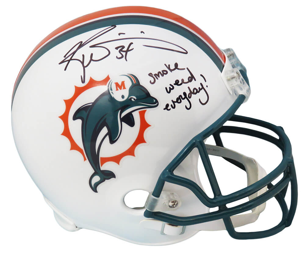 Ricky Williams Signed Miami Dolphins Riddell Full Size Speed Replica Helmet w/Smoke Weed Everyday - WILREP315 - Ricky Williams Signed Miami Dolphins Riddell Full Size Speed Replica Helmet w/Smoke Weed Everyday product image