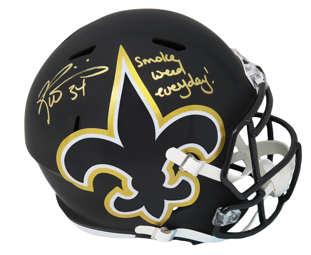 Ricky Williams Signed New Orleans Saints AMP Alternate Riddell Full Size Speed Replica Helmet w/Smoke Weed Everyday - WILREP317 - Ricky Williams Signed New Orleans Saints AMP Alternate Riddell Full Size Speed Replica Helmet w/Smoke Weed Everyday product image