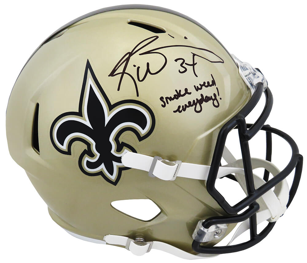 Ricky Williams Signed New Orleans Saints Riddell Full Size Speed Replica Helmet w/Smoke Weed Everyday - WILREP326 - Ricky Williams Signed New Orleans Saints Riddell Full Size Speed Replica Helmet w/Smoke Weed Everyday product image