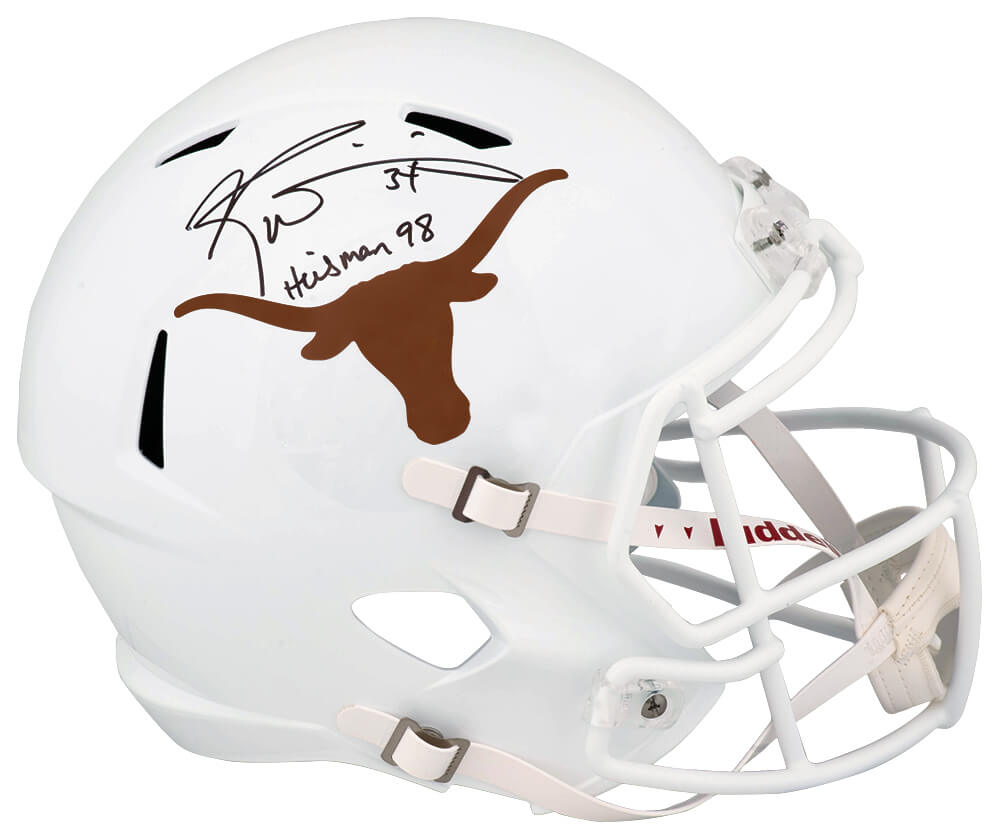 Ricky Williams Signed Texas Longhorns Riddell Full Size Speed Replica Helmet w/Heisman 1998 - WILREP328 - Ricky Williams Signed Texas Longhorns Riddell Full Size Speed Replica Helmet w/Heisman 1998 product image