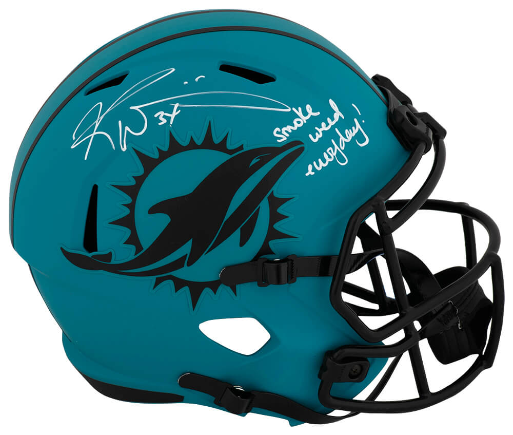 Ricky Williams Signed Miami Dolphins RAVE Riddell Full Size Speed Replica Helmet w/Smoke Weed Everyday - WILREP366 - Ricky Williams Signed Miami Dolphins RAVE Riddell Full Size Speed Replica Helmet w/Smoke Weed Everyday product image