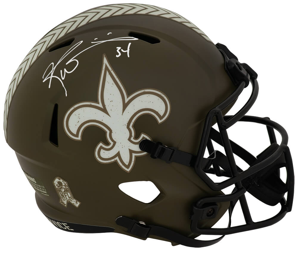 Ricky Williams Signed New Orleans Saints SALUTE Riddell Full Size Speed Replica Helmet - WILREP367 - Ricky Williams Signed New Orleans Saints SALUTE Riddell Full Size Speed Replica Helmet product image