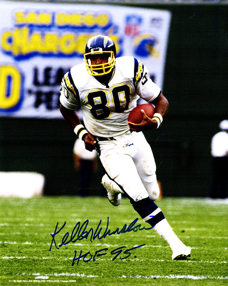 Kellen Winslow Signed Chargers Running With Football Action 8x10 Photo w/HOF'95 - WIN08P300 - Kellen Winslow Signed Chargers Running With Football Action 8x10 Photo w/HOF'95 product image