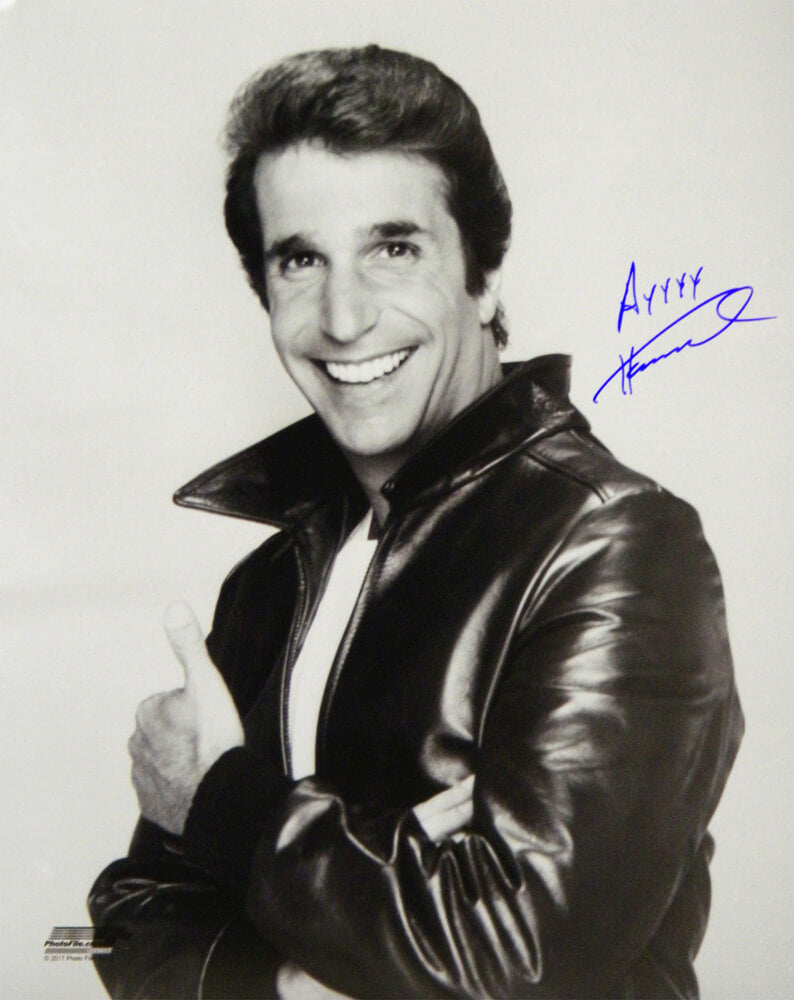 Henry Winkler Signed Happy Days The Fonz Thumbs Up B&W 16x20 Photo w/AYYYY - WIN16P507 - Henry Winkler Signed Happy Days The Fonz Thumbs Up B&W 16x20 Photo w/AYYYY product image
